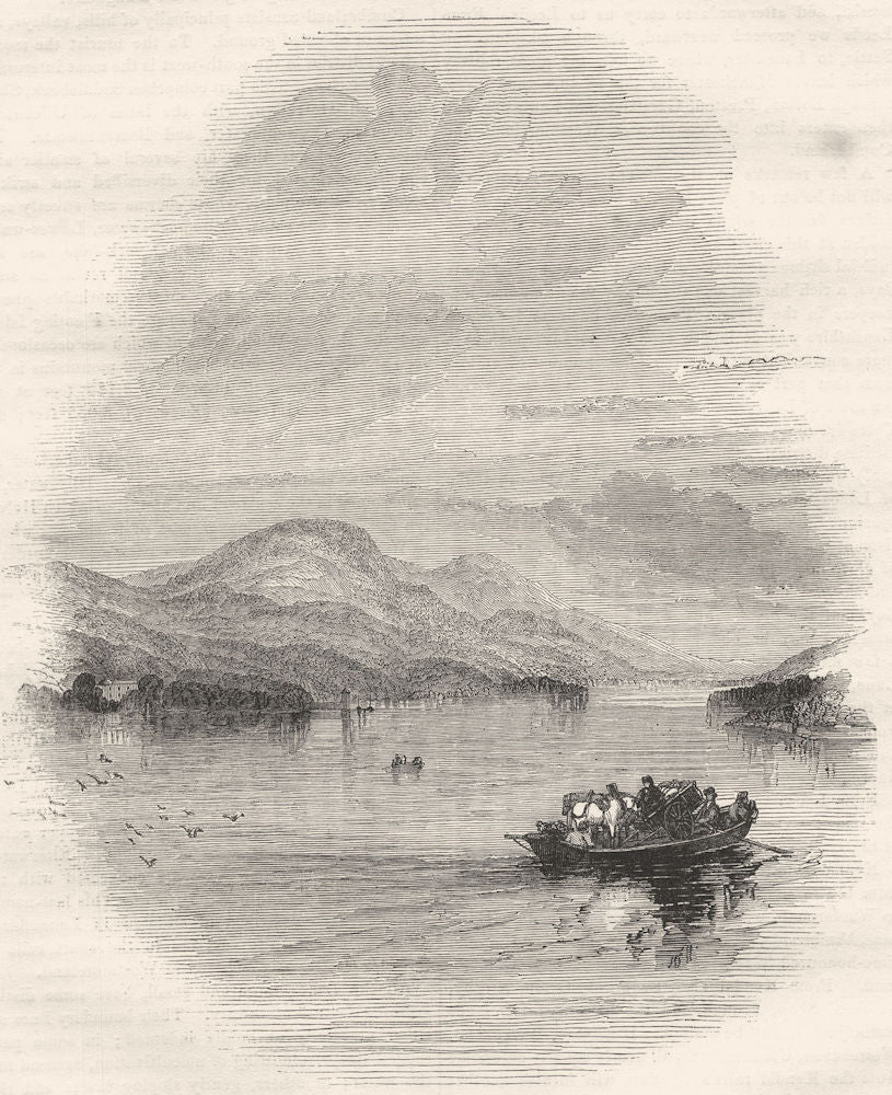 CUMBRIA. Windermere, from the Bowness Ferry 1850 old antique print picture